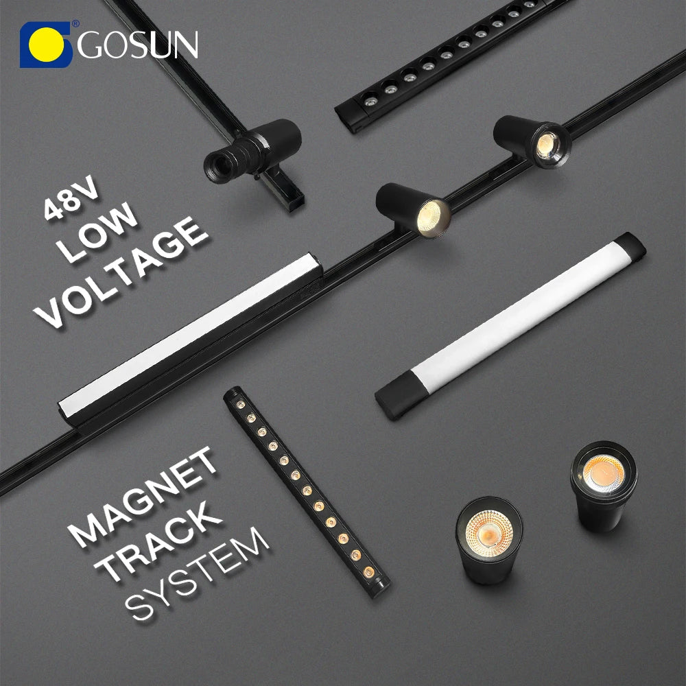 High Output 120lm/w CRI97 Suspended Lamp Pendant Ceiling Spotlight Modern 12W/42W 48V Magnetic LED Track Light for Indoor Use