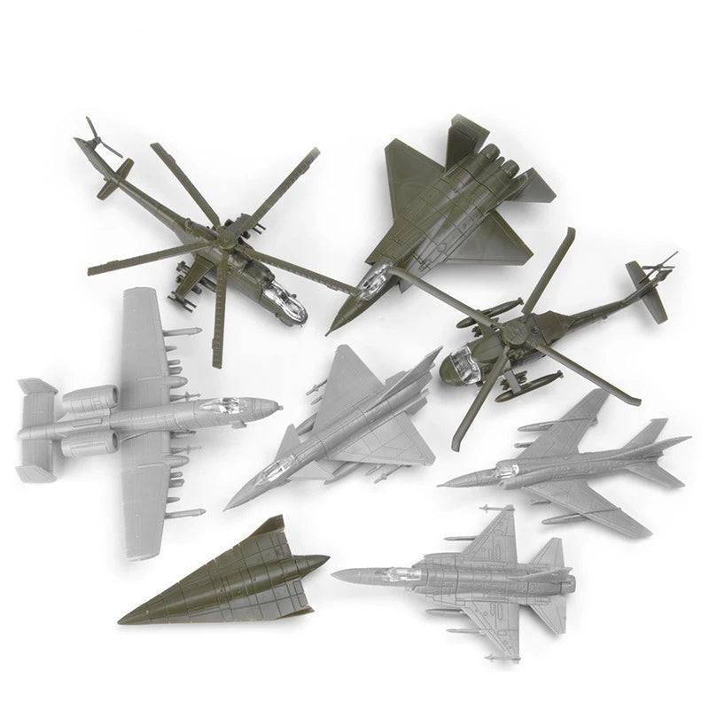 1:144 Plastic Military Hobby Models War Planes 8PCS Per Set Easy Build up Toys Kids Army Construction Models Mini Fighter Jets