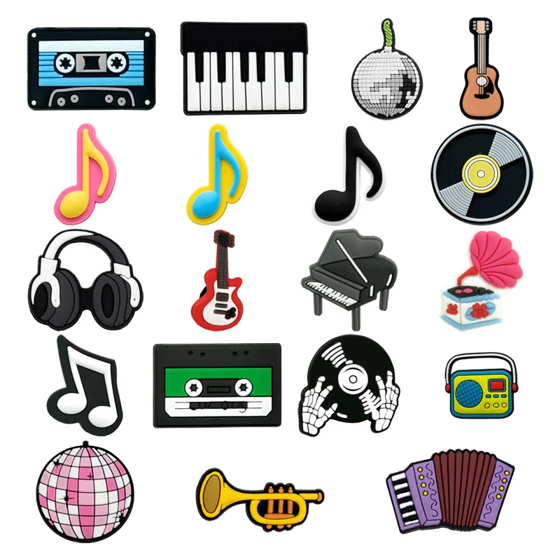 Wholesale Customized 2D DIY Rubber Clog Sandal Accessories Musical Notes Shoes Decorations & Instrument Shoe Charms
