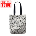 Custom Logo Wholesale Reusable Polka Dot love Canvas Bag Cotton Canvas Durable Recycled Shopping Tote Bag