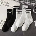 Custom Logo Design Jacquard Embroidery Men's Winter Casual Versatile Letter Sports Basketball Crew Socks Men
