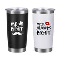 Couple Bride Tumbler Cup Gift Set for  Mr and Mrs Stainless Steel Tumbler Coffee Cup Mug with Lid and Straw
