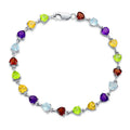 Birthstone Bracelet 925 Sterling Silver Adjustable Multicolour rainbow Cubic Zirconia Charms Jewellery Gifts for Women Girls