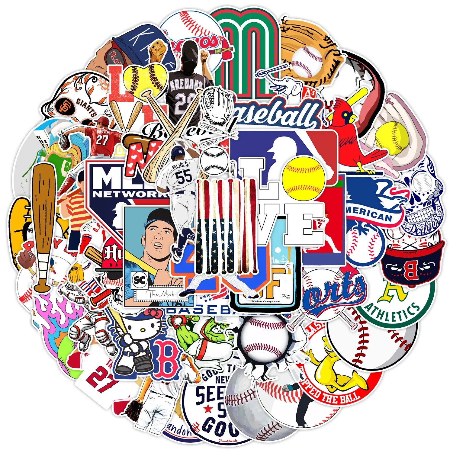 50Pcs Hoe Sale Baseball Graffiti Stickers Suitcase Skateboard Guitar Decorative Stickers DIY Waterproof Gift Sticker for Kids