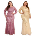 TW00006P Luxury Plus Size Evening Dresses Elegant Long Sleeve Sequin Embroidery Long Party Dress Women Prom Dresses for Women