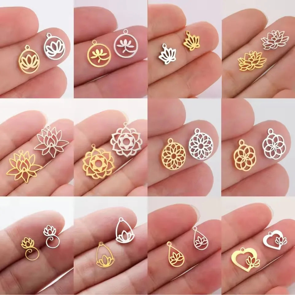 DAIHE Fashion Jewelry Pendants Charms Flower 18k Gold Plated Stainless Steel DIY Pendant Accessory