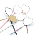Portable Long-Handle Steel & Stainless Steel Eyelash Extension Inspection Eye Lash Mirror Heart-Shaped Makeup Tool