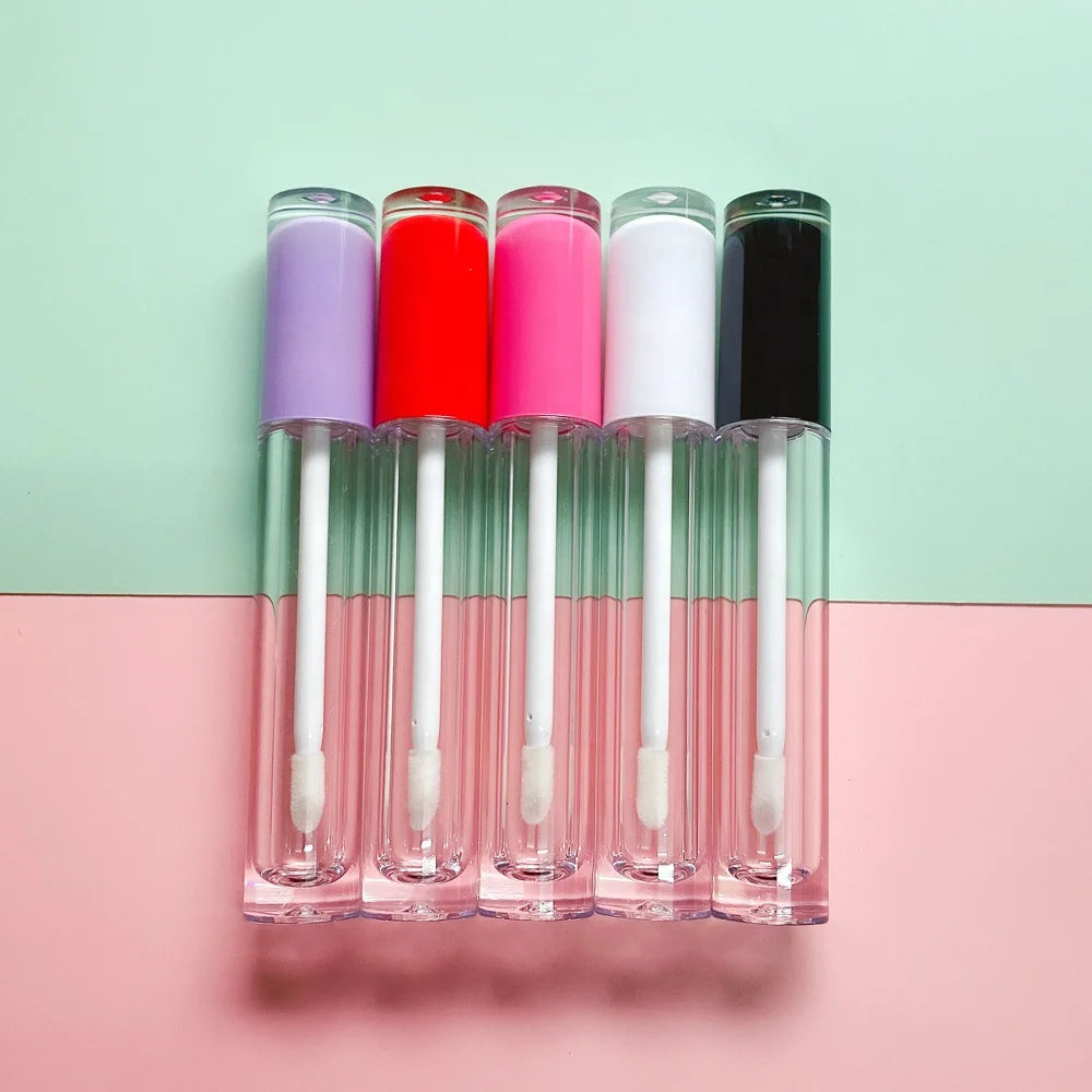 L-Zhuang Low MOQ Wholesale No Logo Empty Round 5ml Red Purple Black White Pink Lipgloss Containers Tubes With Wands