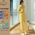 Hot Sale Fashion Casual Loose Yellow Knit Pullover Sweater Sweatpants Two Piece Set
