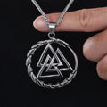 Custom Design Men's Stainless Steel Norse Viking Valknut Jormungand Dragon World Serpent Pendant Necklace