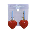 EM1449 Chic Fashion 18k Gold Plated Colorful Enamel Red Bubble Puffy Heart Dangle Drop Charm Huggie Hoop Earrings