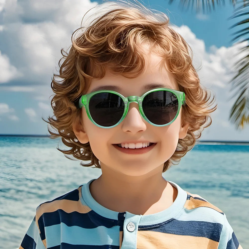 High End Gradient TR Frame Kids Sunglasses Foldable Polarized Sunglasses for Boys and Girls Custom Logo