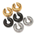 High Polished Hollow Stainless Steel Jewelry 18K Gold Plated No Piercing Ear Hole Cuff Clip on Chunky Thick Earrings