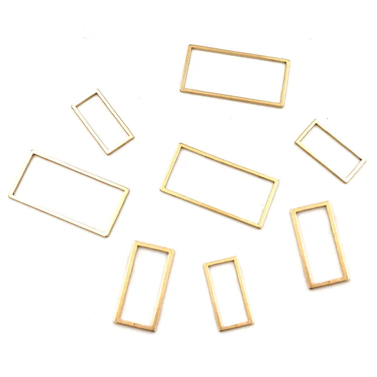 New Originality Gold Stainless Steel Geometric Hollow Rectangle Pendant for DIY Earring Necklace Jewelry Accessories