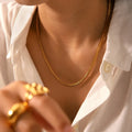 Simple Stainless Steel Gold-Plated 18K Minimalist 3MM Box Link Chain Waterproof Hypoallergenic Necklaces for Women & Men