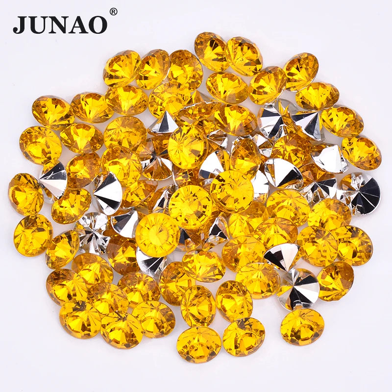JUNAO 5mm Wholesale Pointback Stones Round Crystal Rhinestones Acrylic Topaz Stones for Jewelry DIY