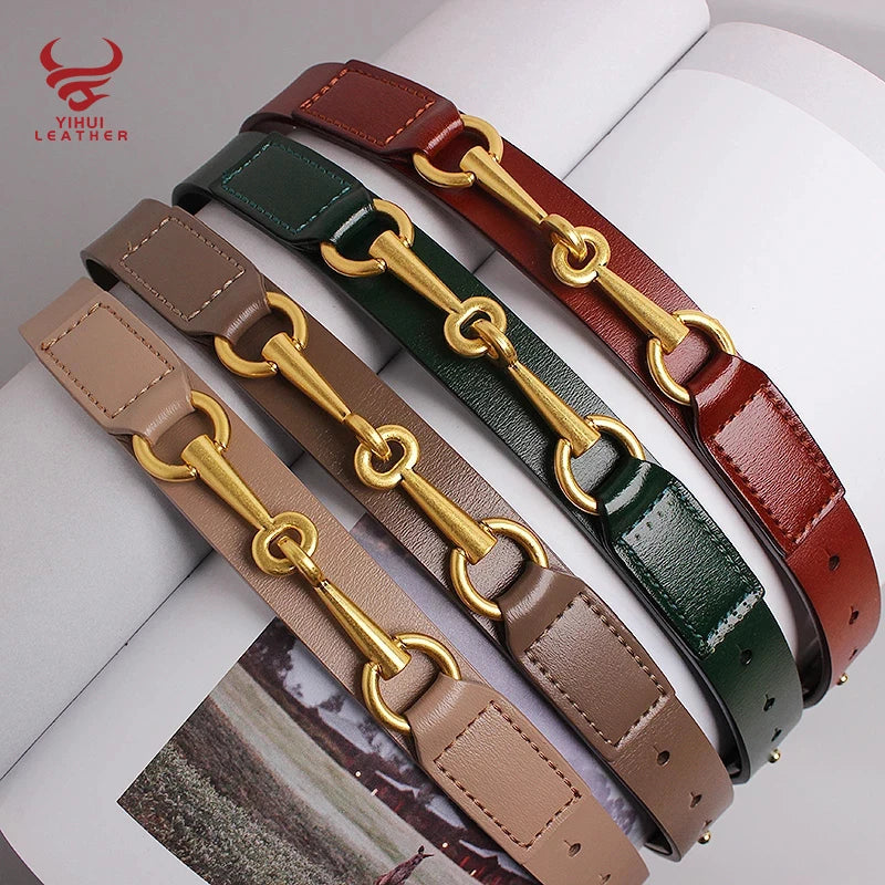 Simple Design Equestrian Real Cow Leather Belt Women Waistband Fashion All Match Jean Pant Dress Belt Genuine Leather Waist Belt
