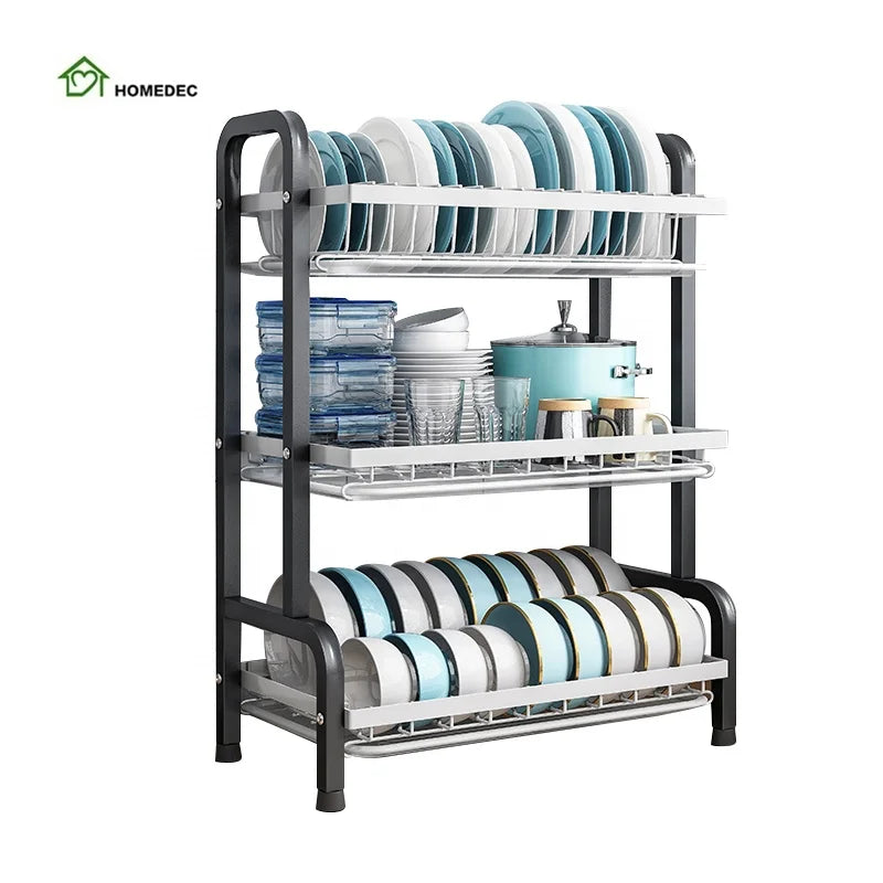 Kitchen Unique 2 Tier/3 Tier Stainless Steel Dish Drying Drainer Rack