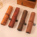 Creative Retro Canvas Leather Rolling Pencil Bag Minimalist Treasure Map Design Large Capacity Cute Office Welcome Gifts