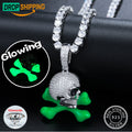 Dropshipping Hiphop Iced Out Jewelry 925 Sterling Silver VVS Moissanite Diamond Enamel Plated Danger Sign Iced Out Skull Pendant MegaBDM