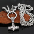 Hot Selling Nordic Thor Goat with Hammer Mjolnir Rune Amulet Pendant Necklace -king Chain Stainless Steel Necklace