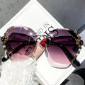 Zonnebril Customize Logo Gradient Lens Sunglasses Shades UV400 Rimless Rhinestone Sunglasses Women Oculos De Sol Feminino