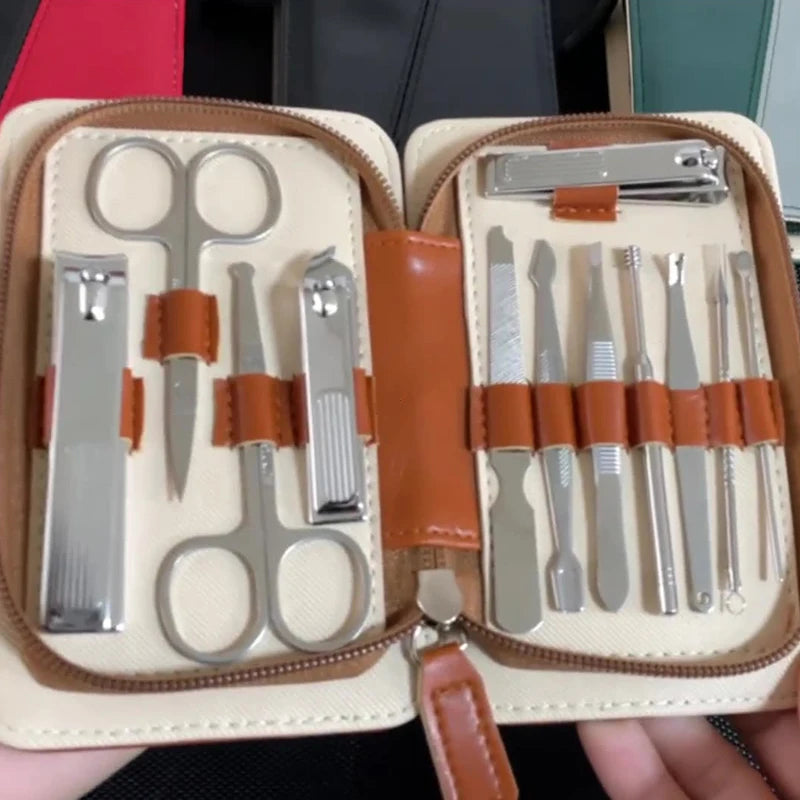New Arrival 12 PCS Luxury Manicure Set Nail Clippers Pedicure Kit Nail Care Tools Stainless Steel Smooth Cutting with Bag