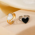 Nabest Waterproof Drop Oil Heart Open Ring Stainless Steel Couples Jewelry Gold Plated Adjustable Enamel Rings