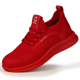 GUYISA Unisex Work Safety Shoes New Design Mesh with Red Rubber Insole Heel Shock Absorber for Slip Resistance All Seasons