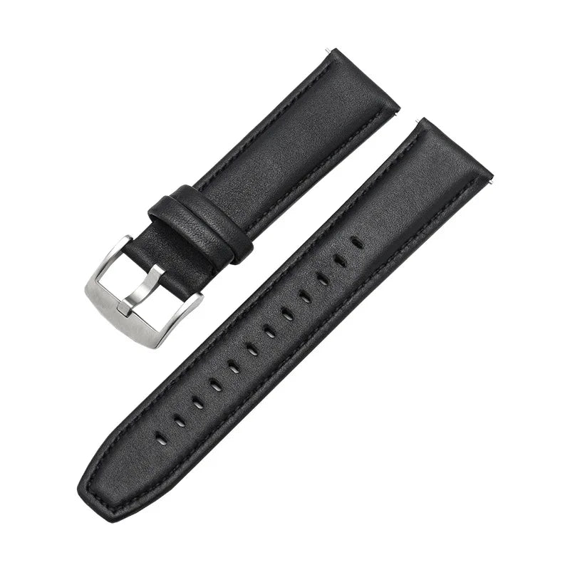 Trendy Minimalist Durable Double Layer Cowhide Leather Luxury Adjustable Replacement Straps Smartwatch Wholesale Waterproof