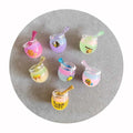 100Pcs Mix Colors Luminous Resin Cartoon Honey Jar Fruit Drink Bottle Charms Pendant Handmade Jewelry Accessories