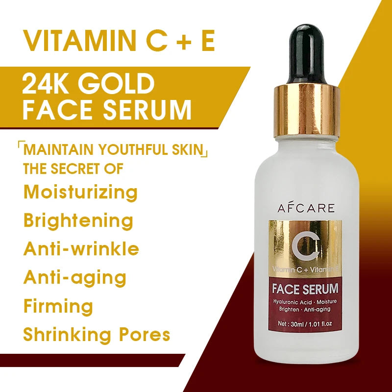 Wholesale Vitamin C Body & Face Serum Moisturizing Anti-Aging Whitening Paraben-free Organic Vegan 24k Gold Aloe Vera Home Use