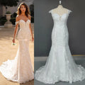 #9934 Mermaid Wedding Dress Boho 2021 Sexy Off the Shoulder Lace Appliques Backless Bridal Dress Plus Size Vestido De Noiva