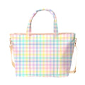 Designer Rainbow Plaid Pink Bow Flower Prints Handbag Cute Bow Waterproof Nylon Woman Shoulder Travel Accessories Tote Bag