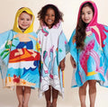 Antimicrobial Kids Hooded Beach Towel - Premium Coral Velvet Printed Toddler Poncho Bathrobe