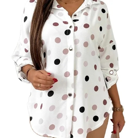 Autumn New Women's Minimalist Printed Loose Casual Shirt