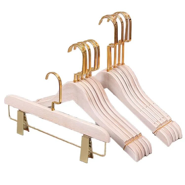 Wholesale Wooden Garment Rack for Clothes Shirts Pants-Single Tier with Stainless Steel Hooks Modern Design Natural