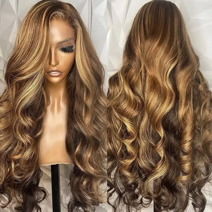 Customized 13x4 Lace Frontal Wigs Brazilian Human Remy Hair Highlight Body Wave Lace Front Wig Glueless Wigs Human Hair
