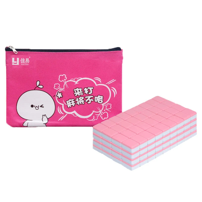 Hot Sale Acrylic 24mm Mahjong Portable Bag Row Ruler Home Game Chinese Family Outdoor Supplier Custom Travel Mini Mahjong Set