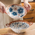 2022 NEW Japanese Ceramic Soup Bowl Round Porcelain Salad Ramen Noodle Bowl With Handle Home Restaurant Tableware Microwave Safe
