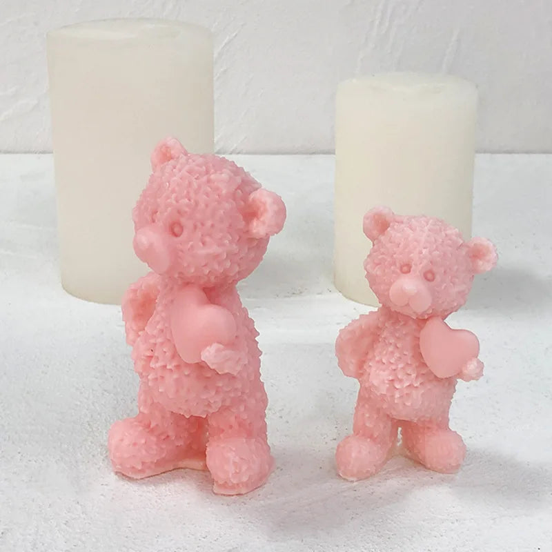 New Valentine's Day Bear Candle Molds Food Grade Eco-Friendly Customizable Silicone DIY Handmade Art Decorative Aroma