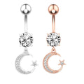 Wholesale Sexy Stainless Steel Navel Belly Button Ring with Magical Moon Star Zircon Body Jewelry for Women's Parties Weddings