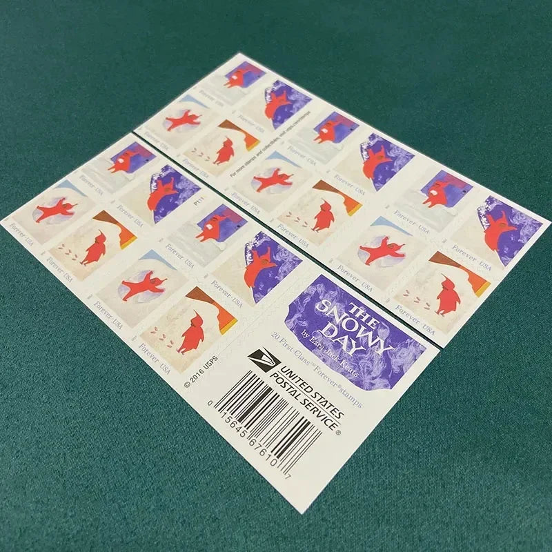 Us the Snowy Day Stamps Us Postal Booklet Usa Forever Postcard Stamp Stickers Postage Stamps Sticker in Bulk for Gift Souvenir