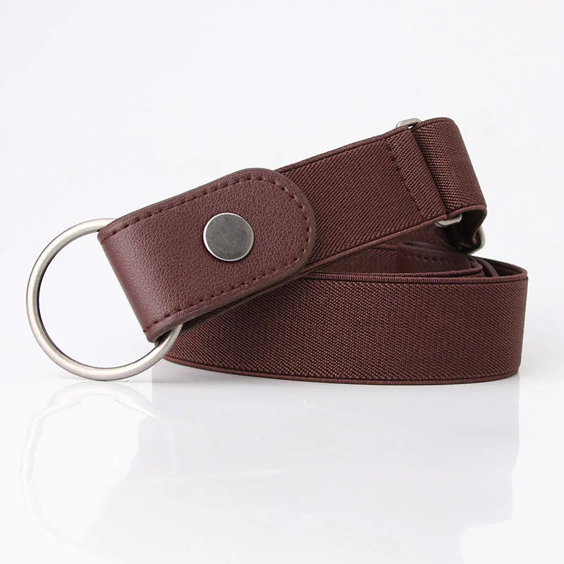 Metal Buckle Stretch Women Belt for Jeans Pants Elastic Invisible Belts for Men