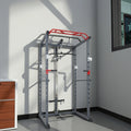 Home Use Metal Squat Rack Adjustable Pulley Press Power Cage Lat Pull Cable Machine Strength Training Customizable Size Gym