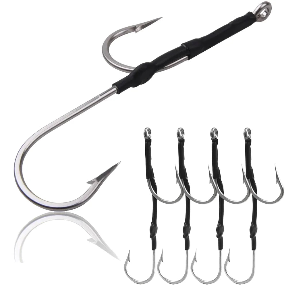 Wholesale Stainless Steel Single and Jig Hooks for Saltwater Fishing Sea Fishing Line Gear Hook Gang Trolling Fishing Lure MegaBDM