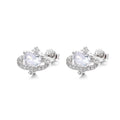 Luxury Sparkle 925 Sterling Silver Heart Stud Earrings Star Cosmic Planet Stud Earrings