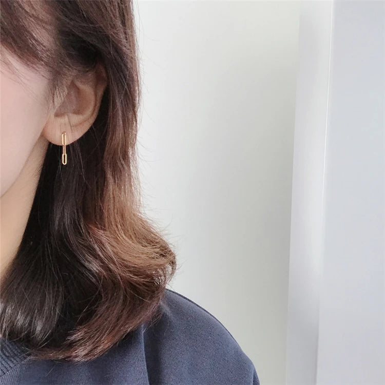 18K Gold Plated 925 Sterling Silver Minimalist Chain Stud Earrings