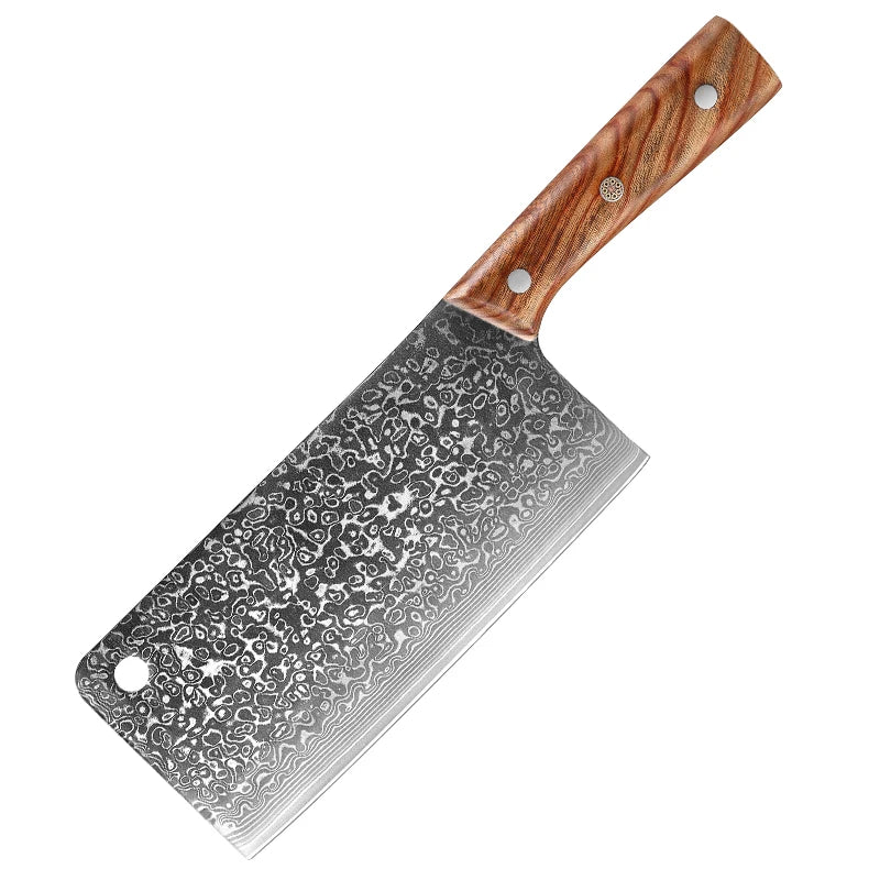 5 Inch Small Cleaver Knife Damascus Steel Chinese Kitchen Knife With Rose Wood Handle