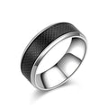 Alin Men's 8MM Domed Stainless Steel Black Plated Rings Simple Design Classic Chunky Wedding Bands or Rings Jewelry